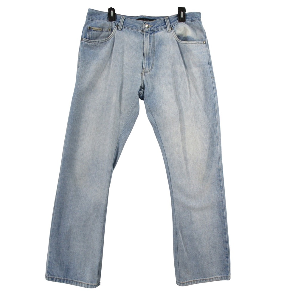 Calvin Klein Jeans Mens 36x29 Light Wash Straight Leg Denim Blue Faded Casual